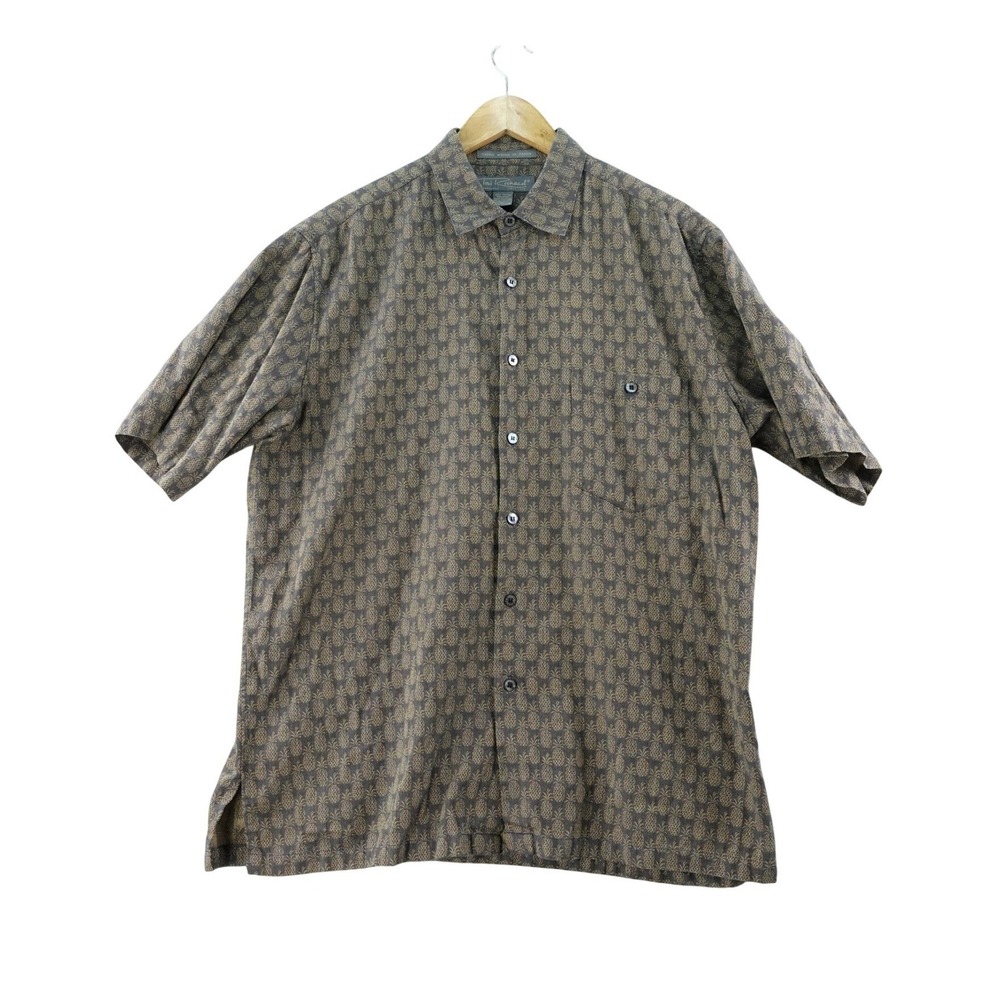 Tori Richard Mens L Woven in‎ Japan Pineapple Print Button Up Shirt Short Sleeve